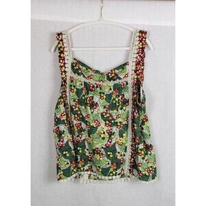 Daniel Rainn Tank Top 2XL Floral Lace Trim Peasant Boho Milkmaid Cottagecore NEW